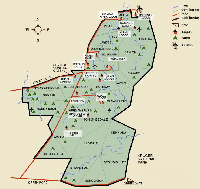 Timbavati Map - Detailed Timbavati Map - Detailed